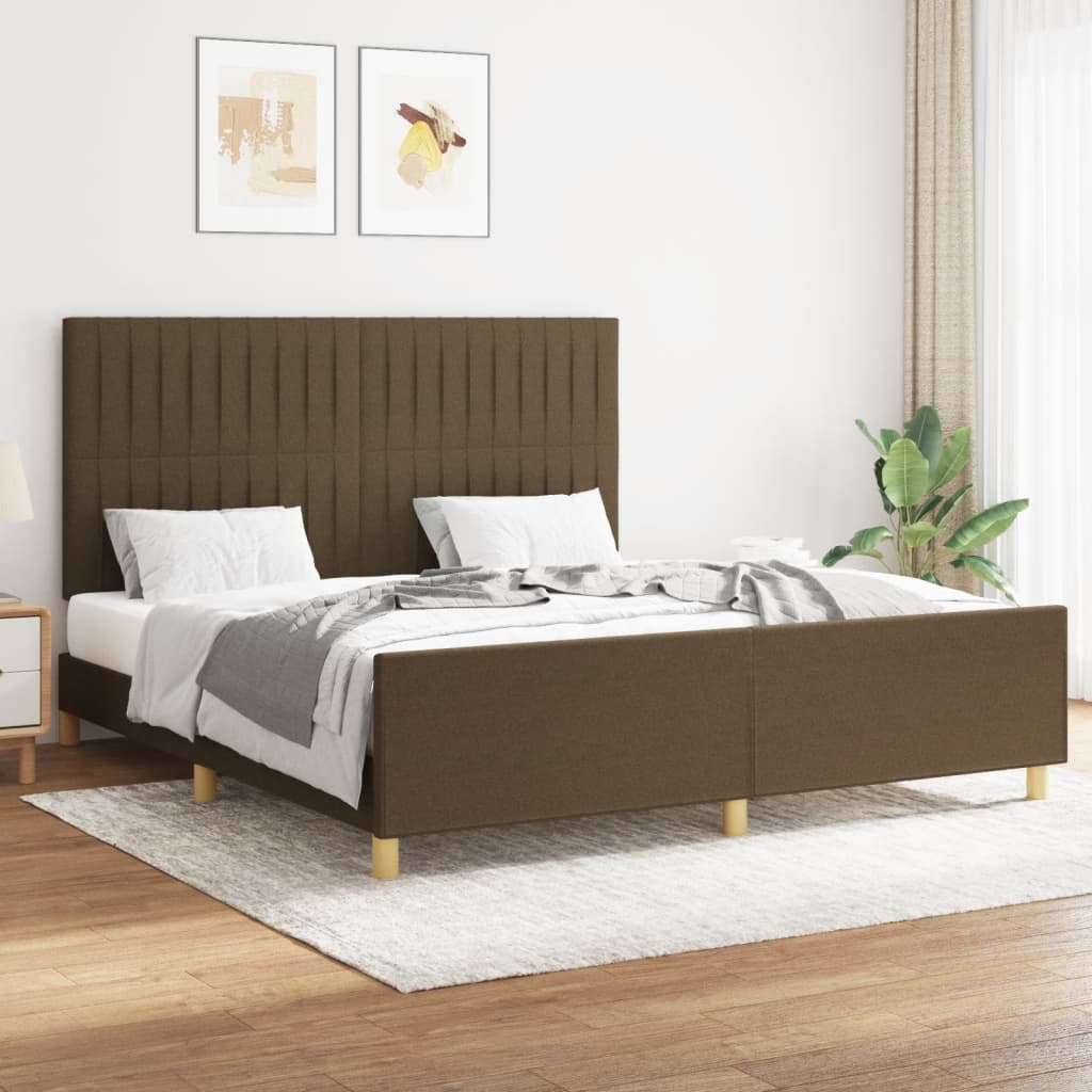 Giroletto senza Materasso Marrone Scuro 160x200 cm Tessuto