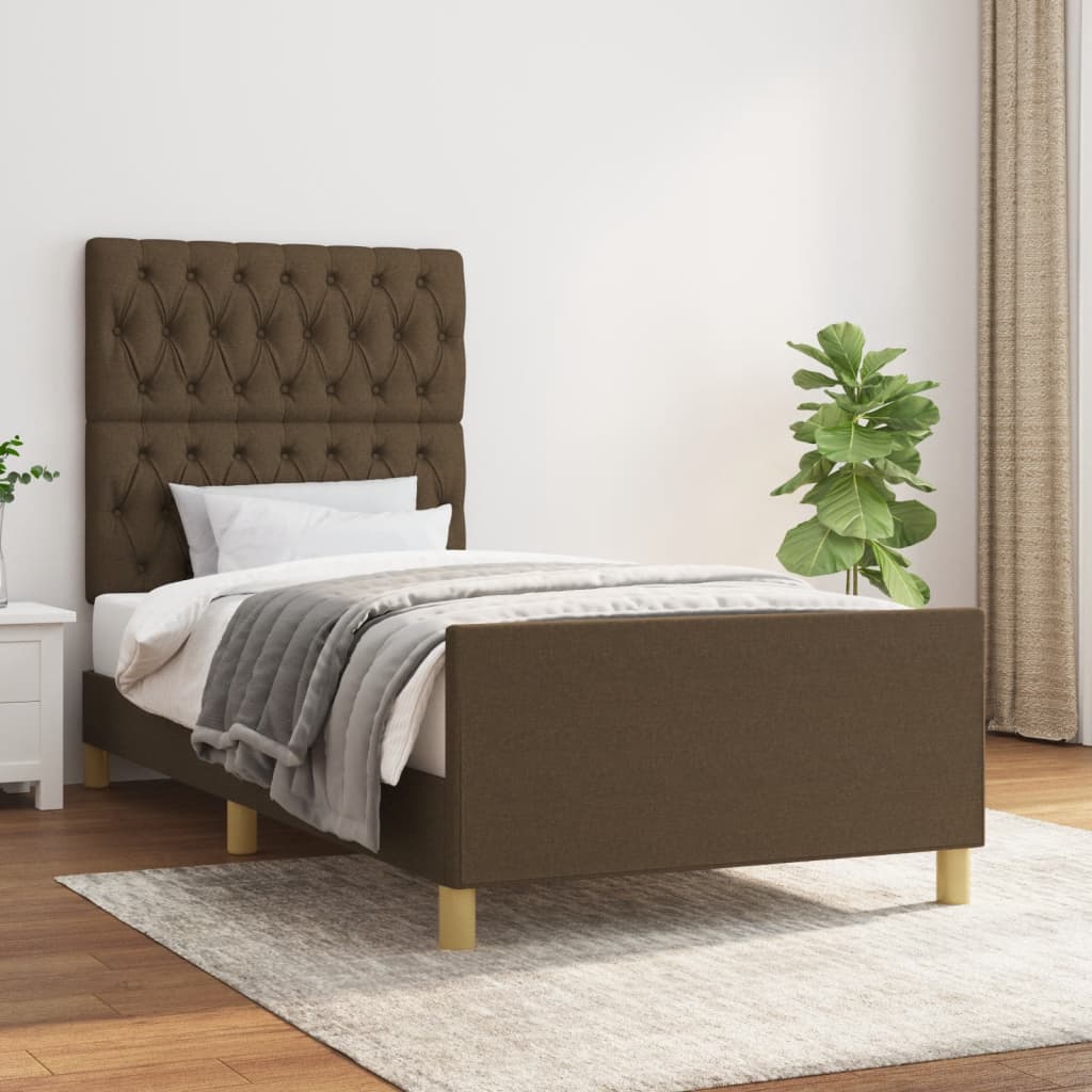 Giroletto senza Materasso Marrone Scuro 100x200 cm Tessuto