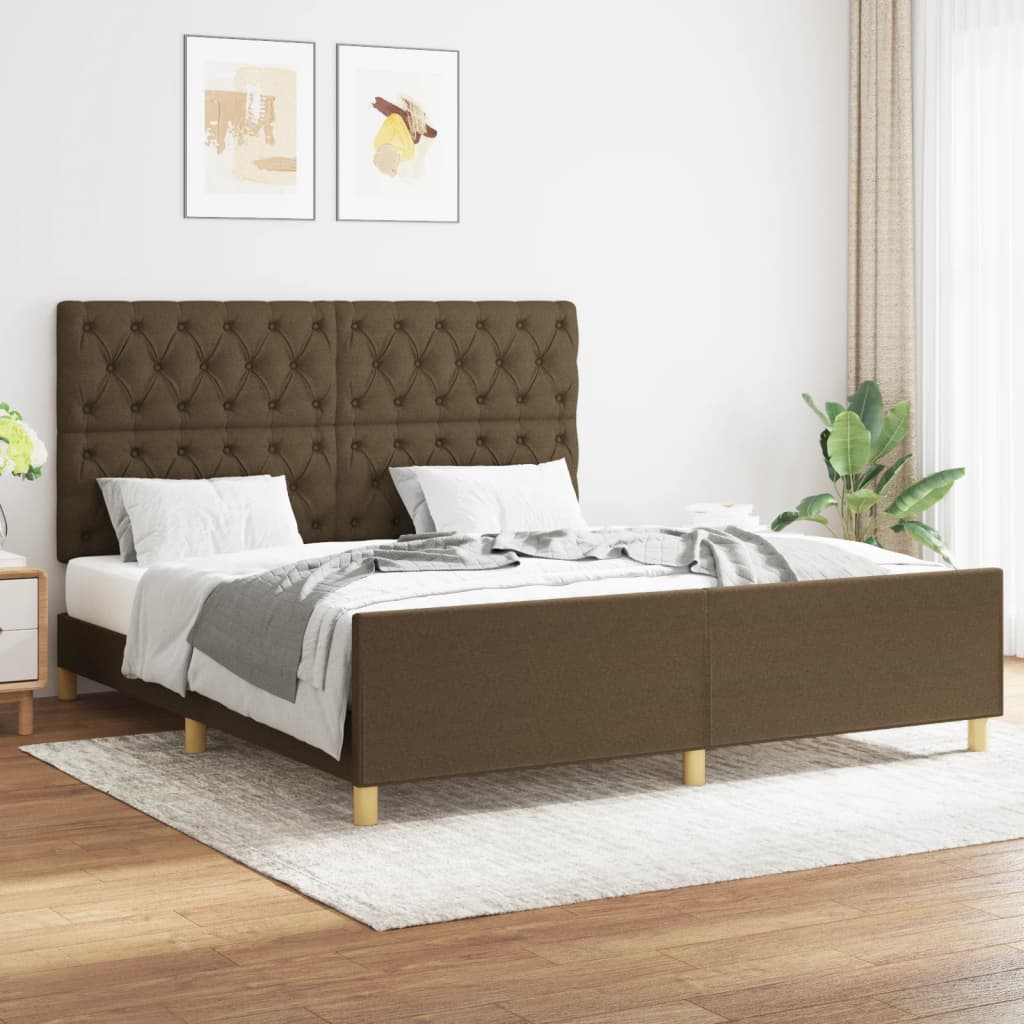 Giroletto senza Materasso Marrone Scuro 160x200 cm Tessuto