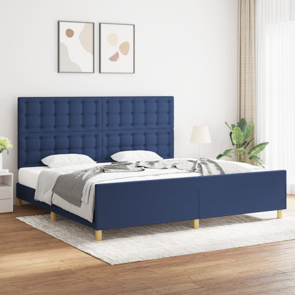 Giroletto senza Materasso Blu 200x200 cm in Tessuto