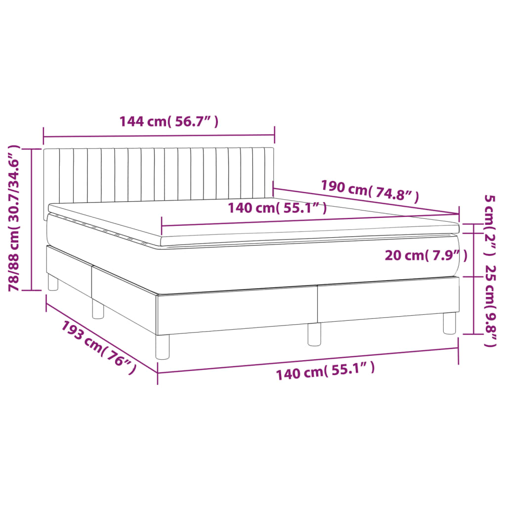Giroletto a Molle con Materasso Tortora 140x190 cm in Tessuto | homemem39