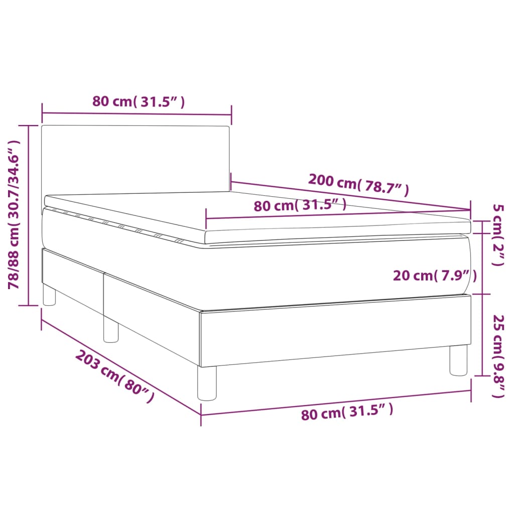 Giroletto a Molle con Materasso Tortora 80x200 cm inTessuto | homemem39