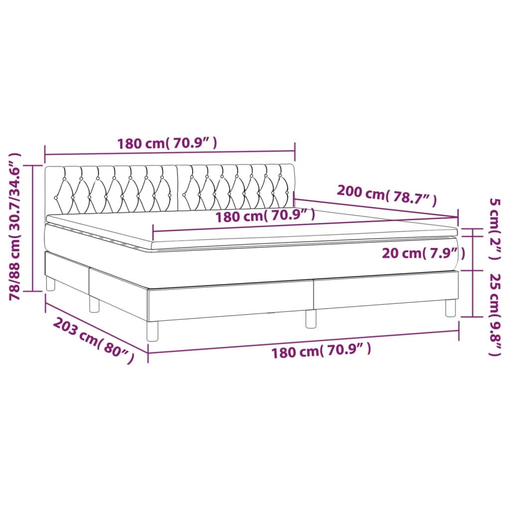 Giroletto a Molle con Materasso Tortora 180x200 cm in Tessuto - homemem39
