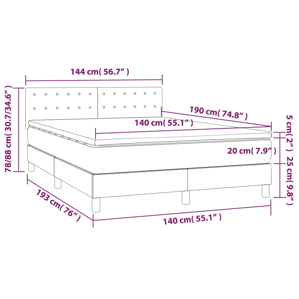 Giroletto a Molle con Materasso Tortora 140x190 cm in Tessuto - homemem39