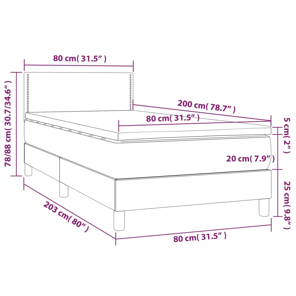 Giroletto a Molle con Materasso Grgio 80x200 cm in Similpelle | homemem39