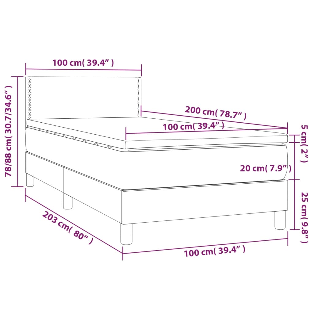 Giroletto a Molle con Materasso Nero 100x200 cm in Similpelle | homemem39