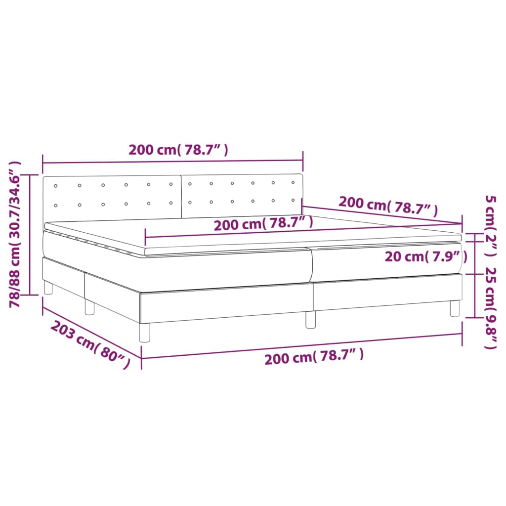 Giroletto a Molle con Materasso Grgio 200x200 cm in Similpelle | homemem39