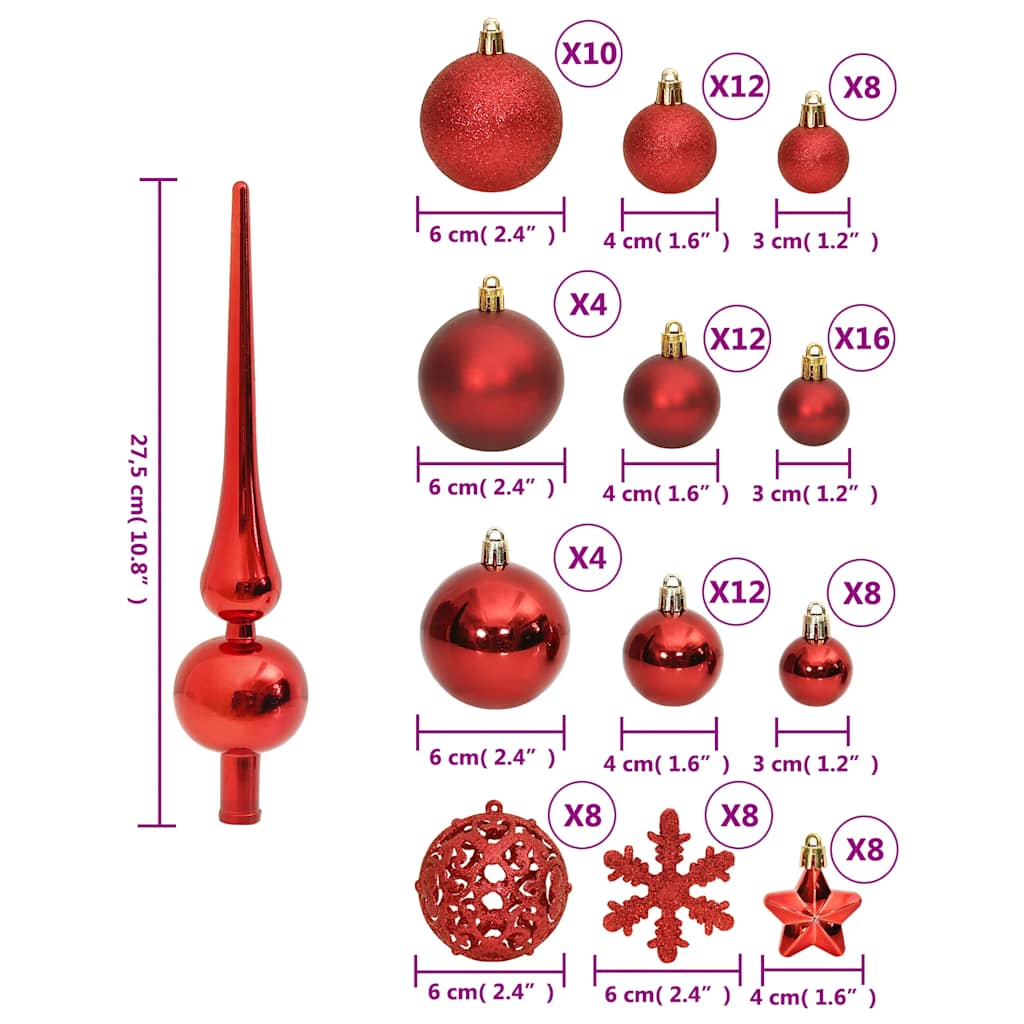 Set Palline di Natale 111 pz Rosso in Polistirene | homemem39