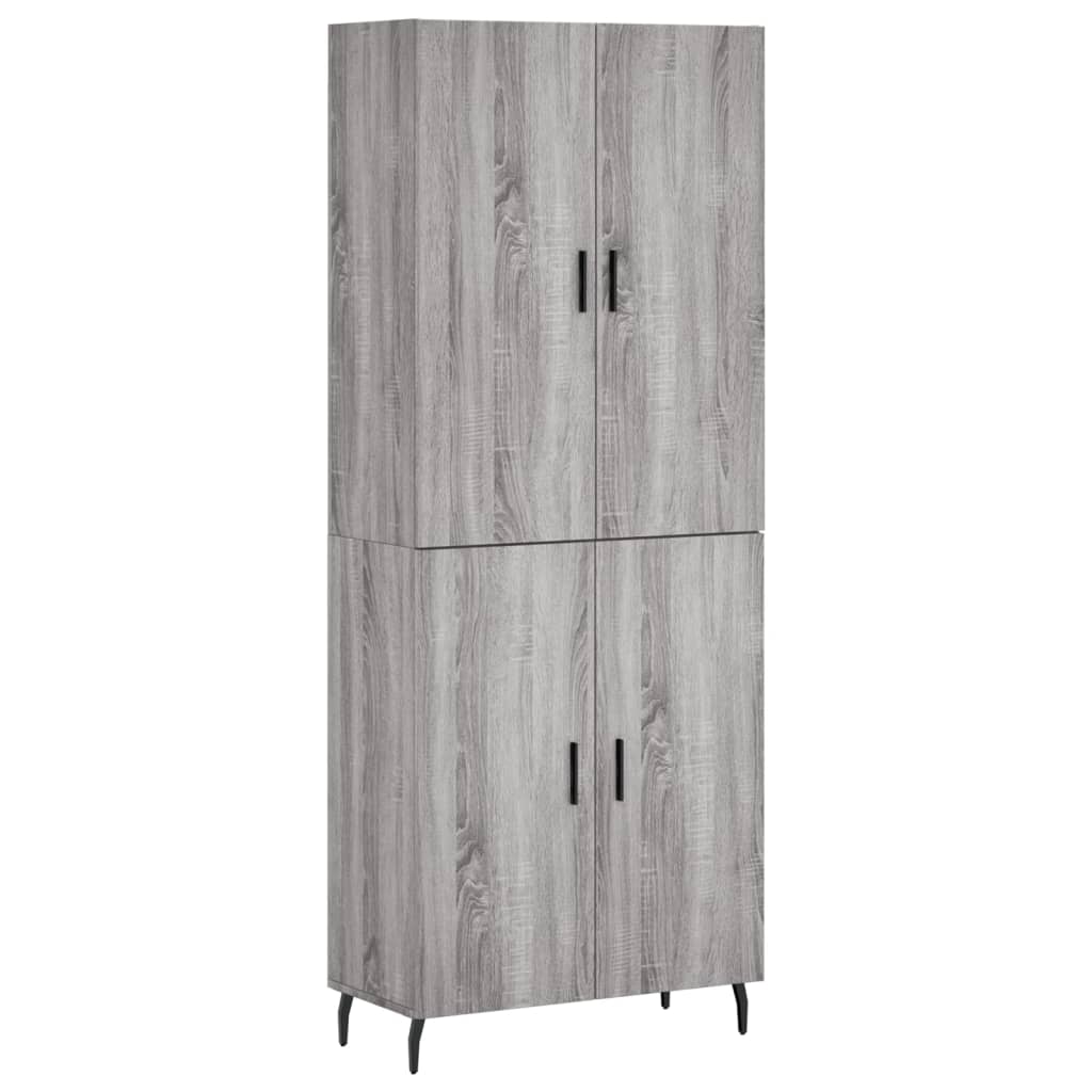 Credenza Grigio Sonoma 69,5x34x180 cm in Legno Multistrato