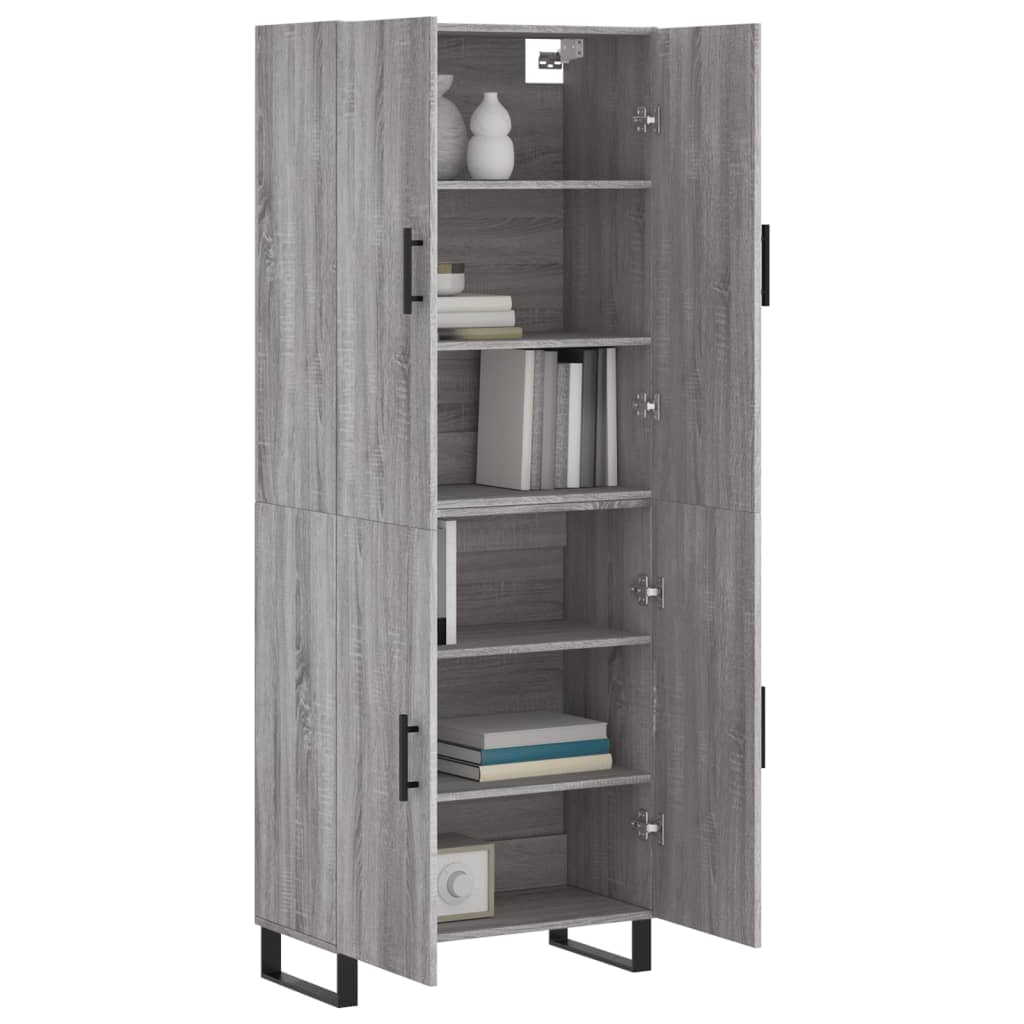 Credenza Grigio Sonoma 69,5x34x180 cm in Legno Multistrato