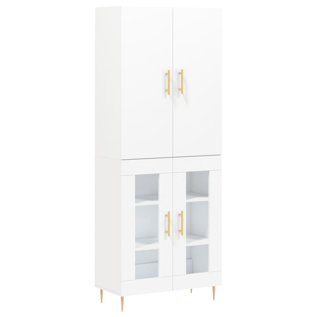 Credenza Bianca 69,5x34x180 cm in Legno Multistrato