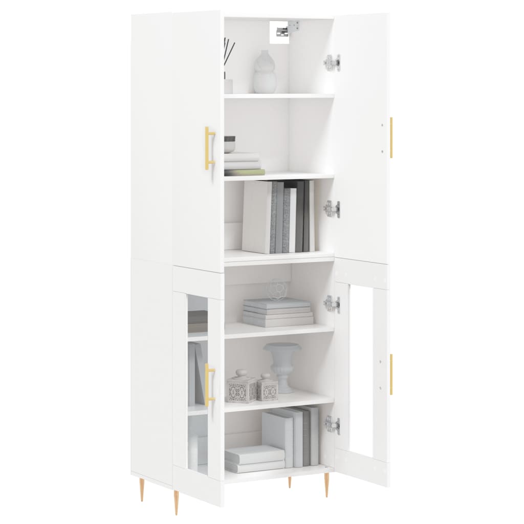 Credenza Bianca 69,5x34x180 cm in Legno Multistrato