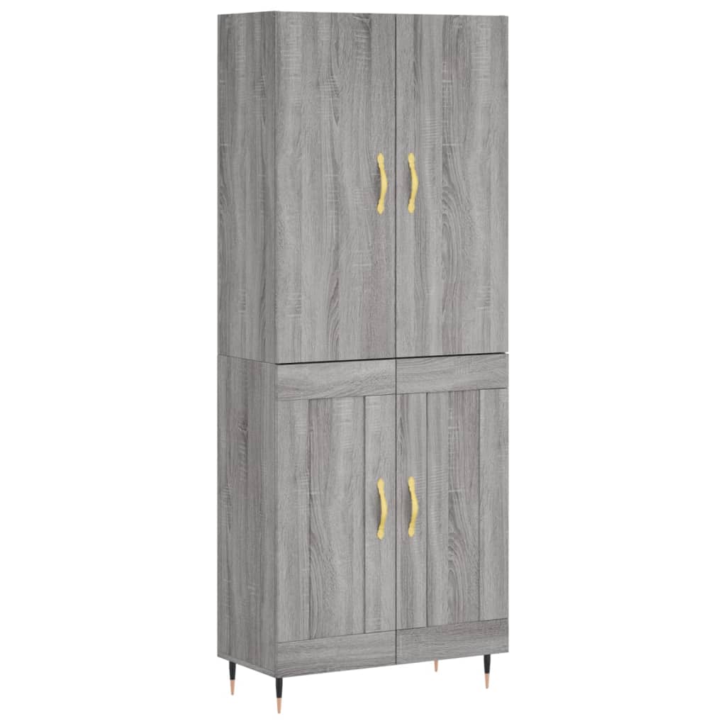 Credenza Grigio Sonoma 69,5x34x180 cm in Legno Multistrato