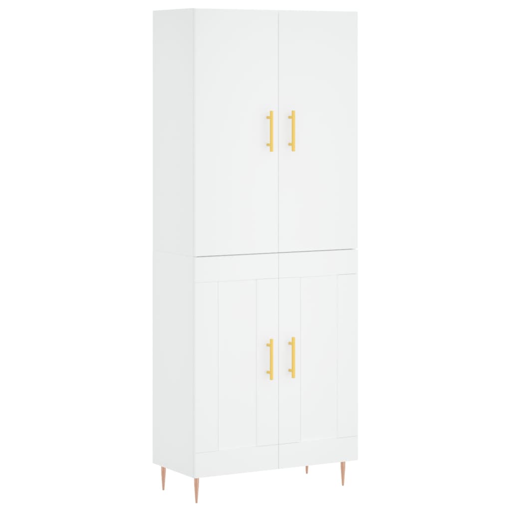Credenza Bianca 69,5x34x180 cm in Legno Multistrato