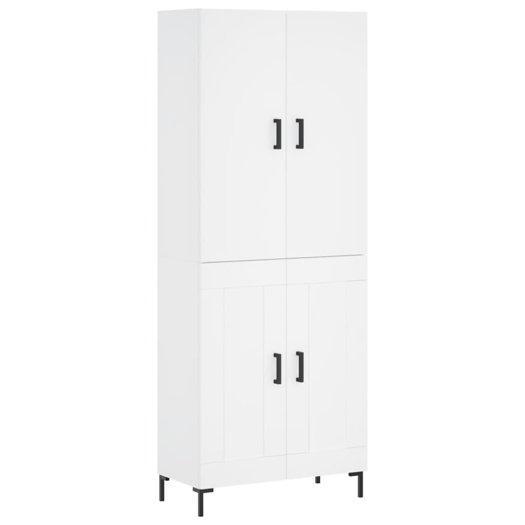 Credenza Bianca 69,5x34x180 cm in Legno Multistrato