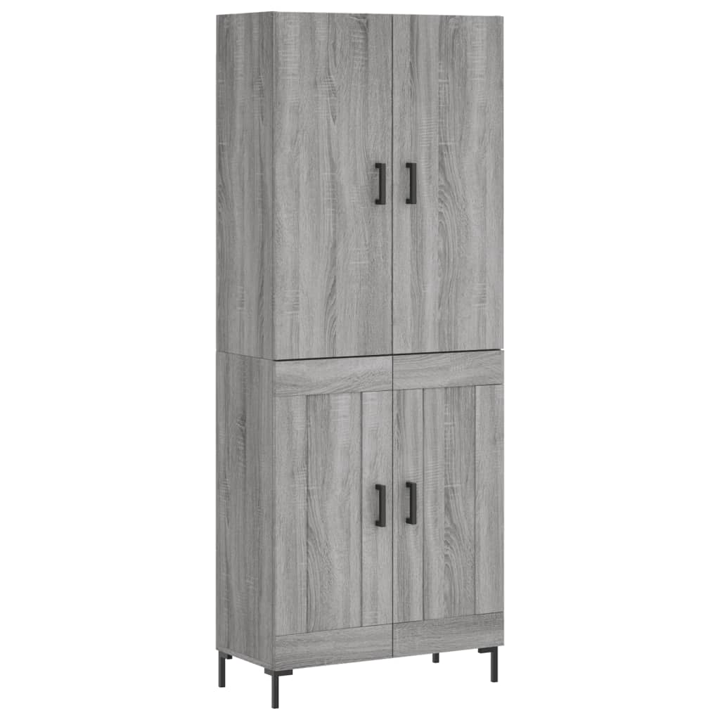 Credenza Grigio Sonoma 69,5x34x180 cm in Legno Multistrato