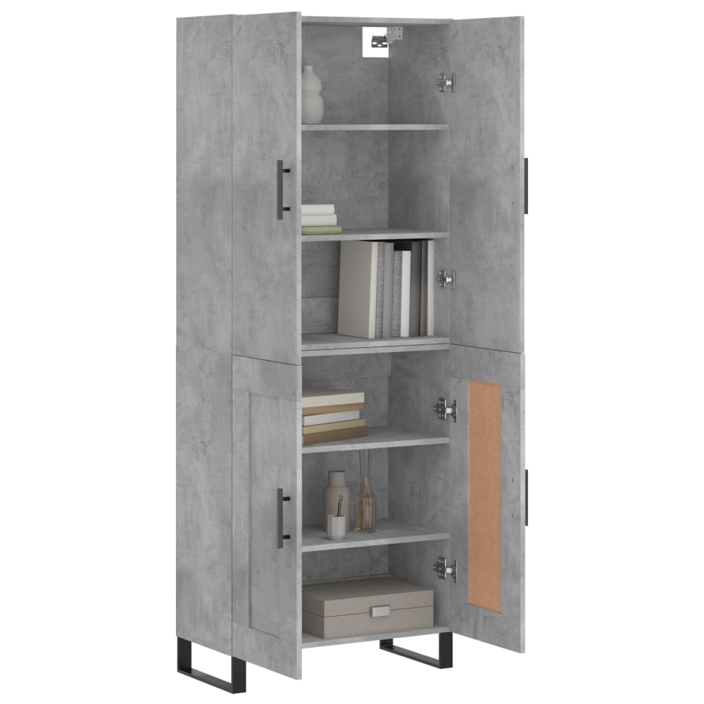 Credenza Grigio Cemento 69,5x34x180 cm in Legno Multistrato