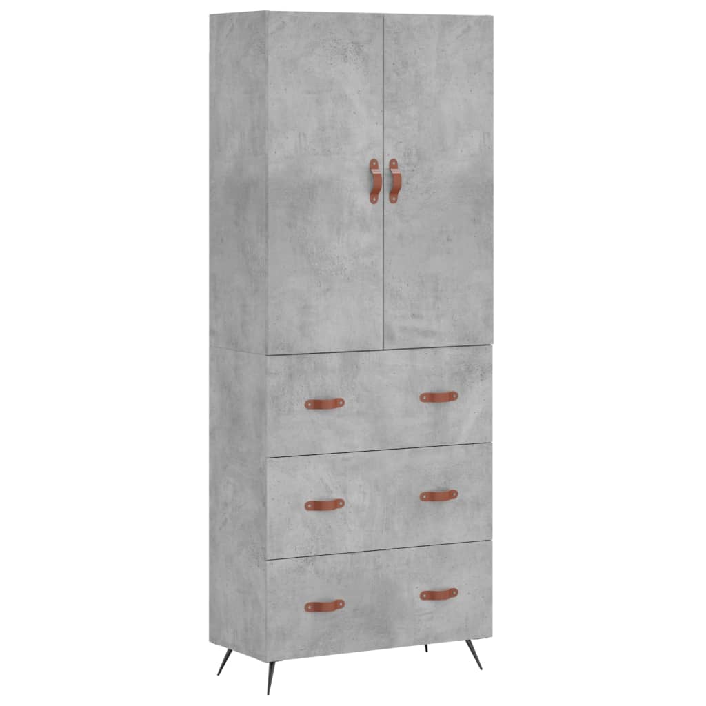 Credenza Grigio Cemento 69,5x34x180 cm in Legno Multistrato