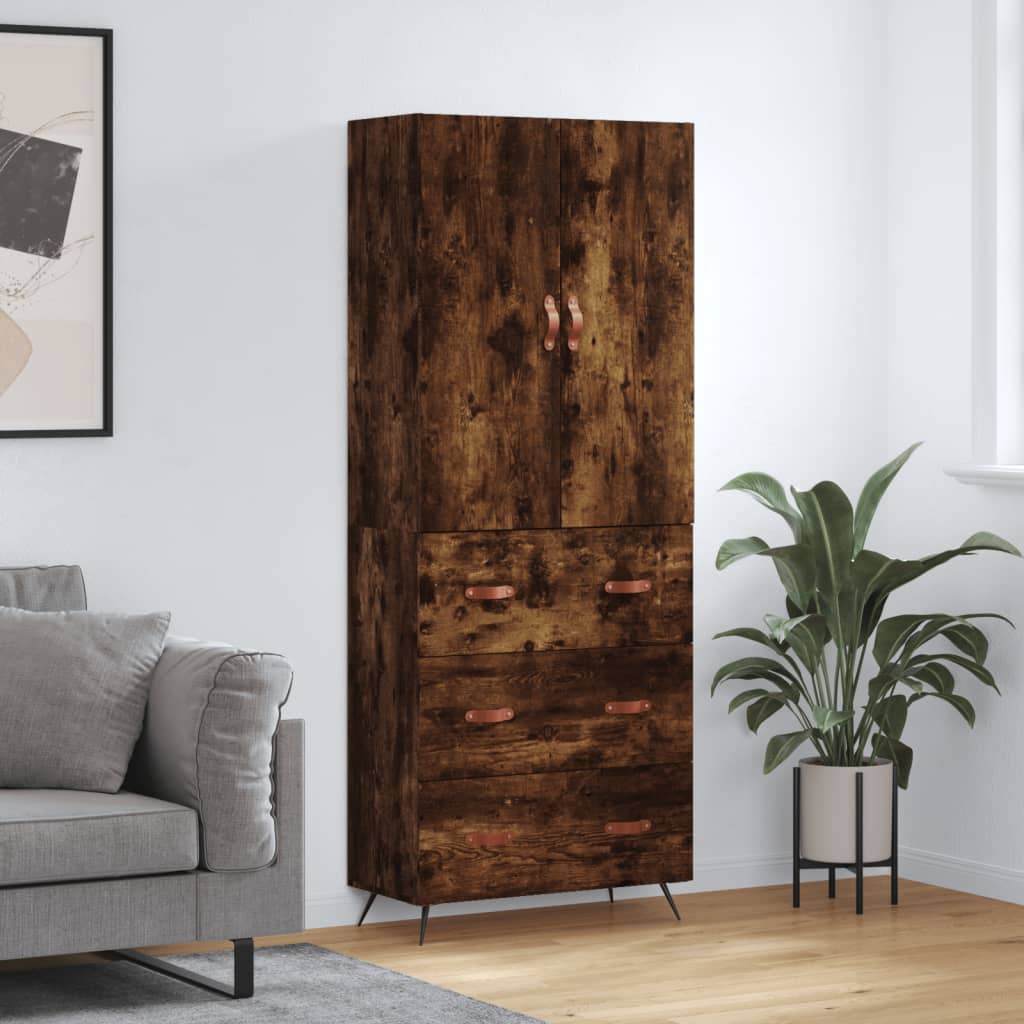 Credenza Rovere Fumo 69,5x34x180 cm in Legno Multistrato