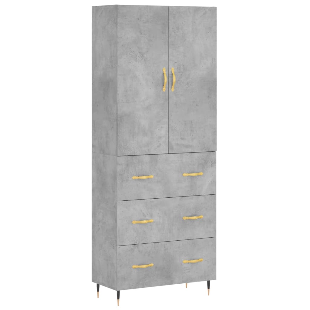 Credenza Grigio Cemento 69,5x34x180 cm in Legno Multistrato