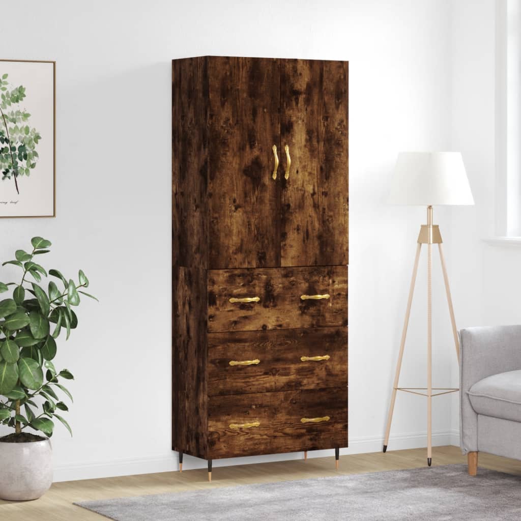 Credenza Rovere Fumo 69,5x34x180 cm in Legno Multistrato