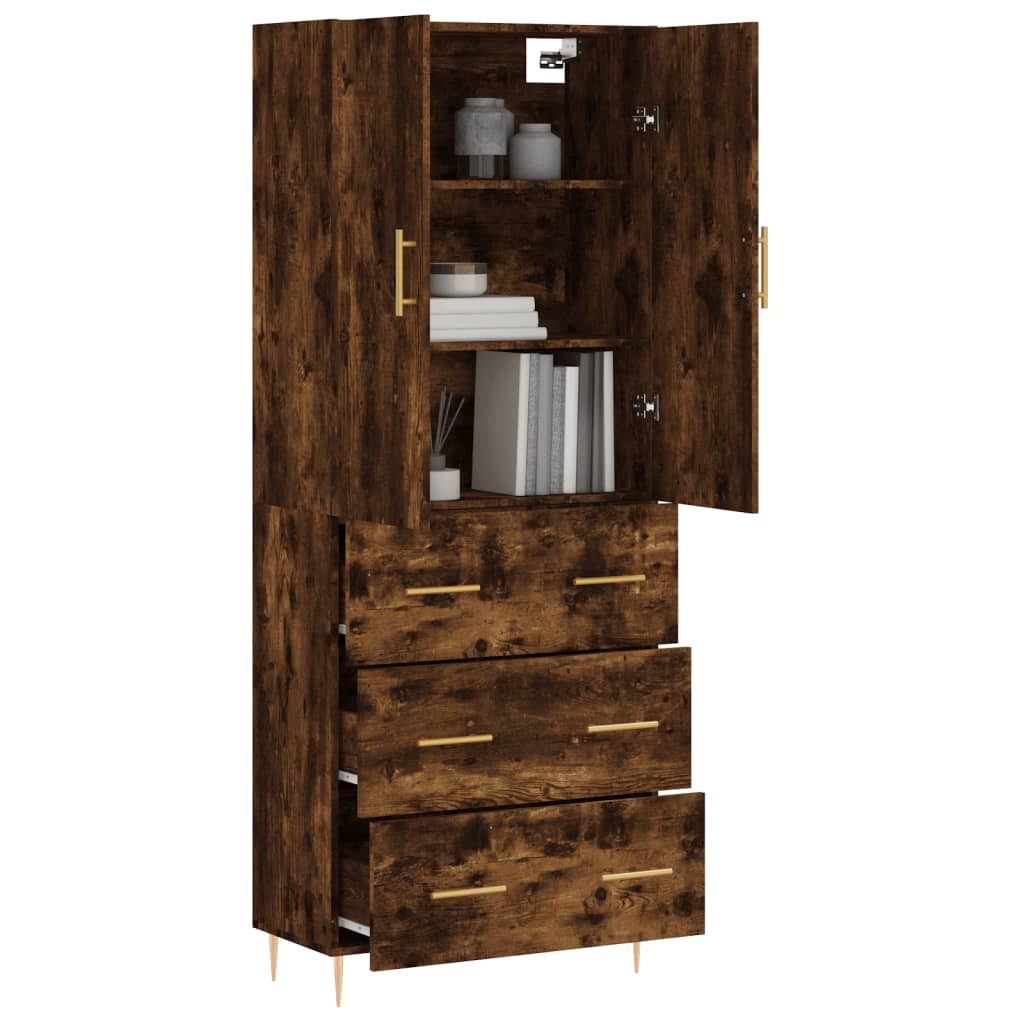 Credenza Rovere Fumo 69,5x34x180 cm in Legno Multistrato