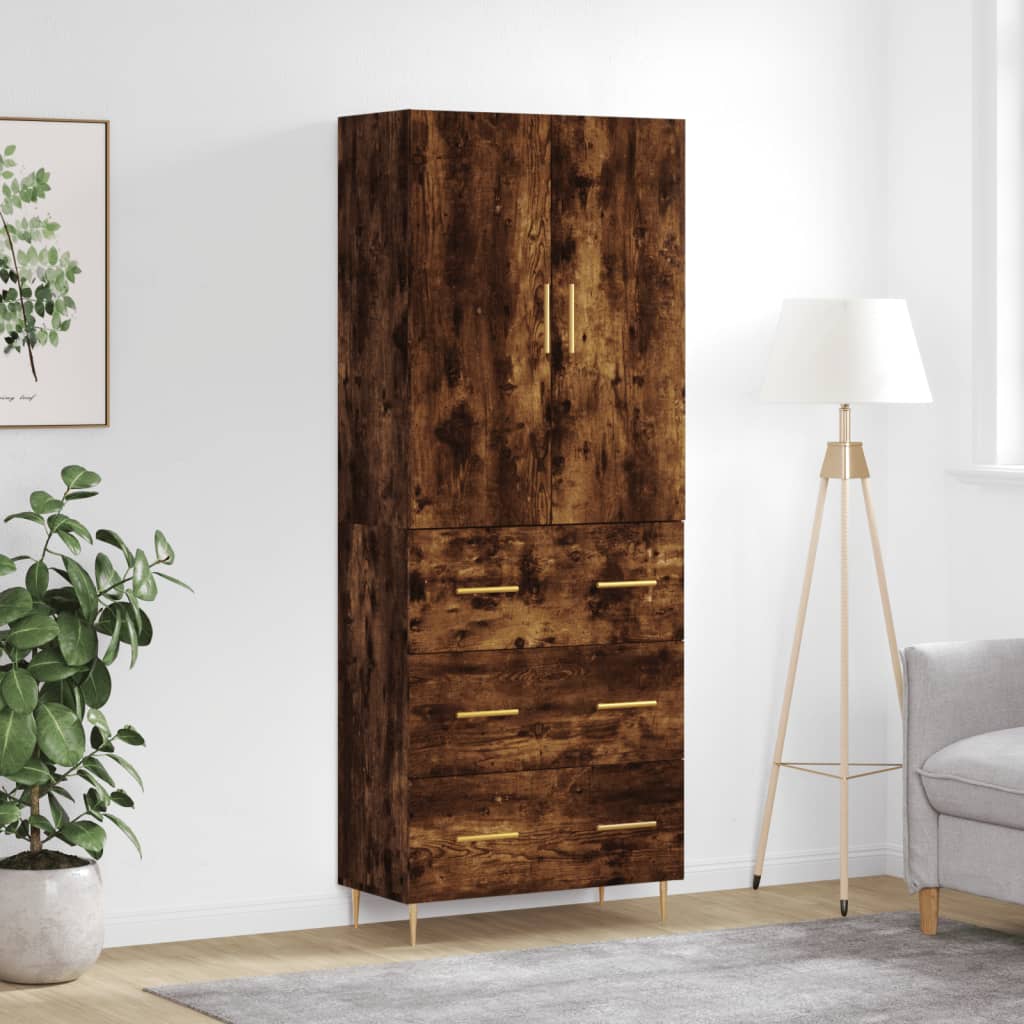 Credenza Rovere Fumo 69,5x34x180 cm in Legno Multistrato