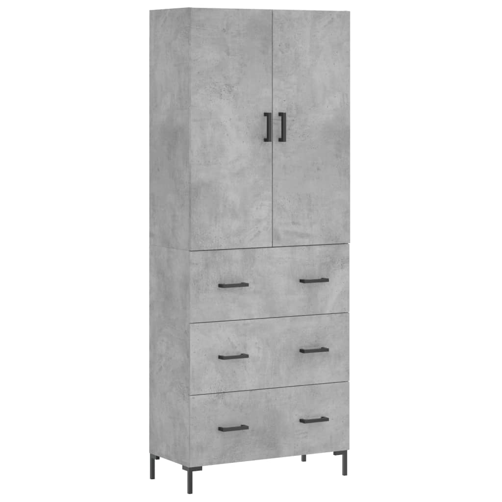 Credenza Grigio Cemento 69,5x34x180 cm in Legno Multistrato