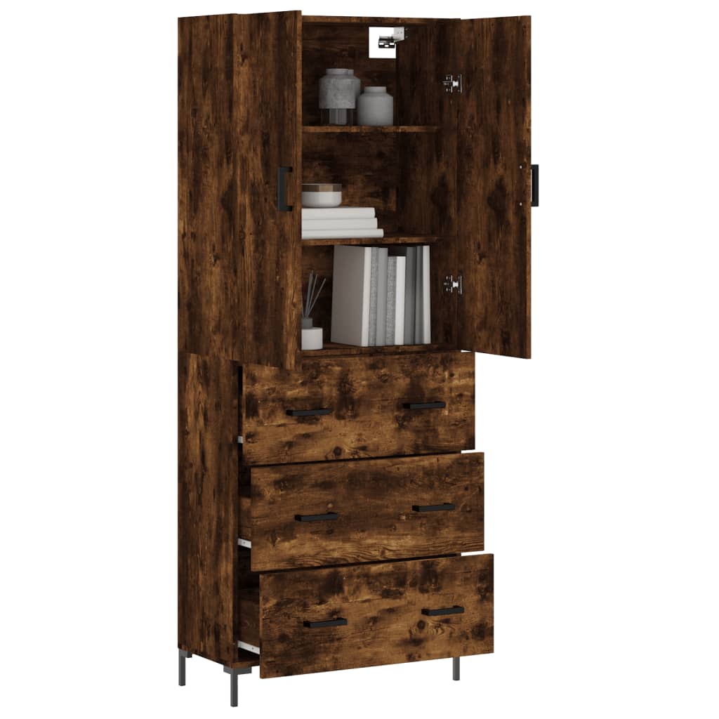 Credenza Rovere Fumo 69,5x34x180 cm in Legno Multistrato