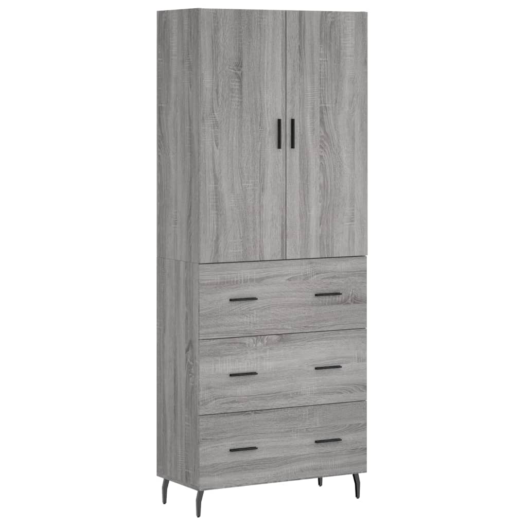 Credenza Grigio Sonoma 69,5x34x180 cm in Legno Multistrato