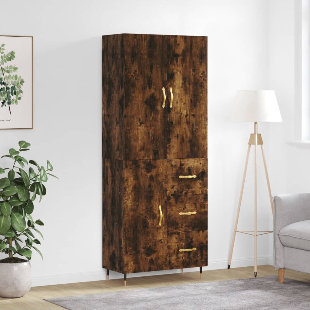 Credenza Rovere Fumo 69,5x34x180 cm in Legno Multistrato