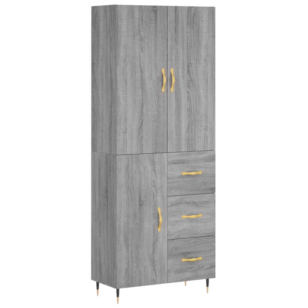Credenza Grigio Sonoma 69,5x34x180 cm in Legno Multistrato