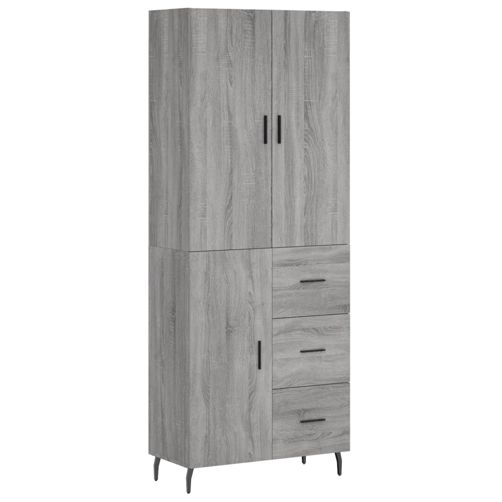 Credenza Grigio Sonoma 69,5x34x180 cm in Legno Multistrato