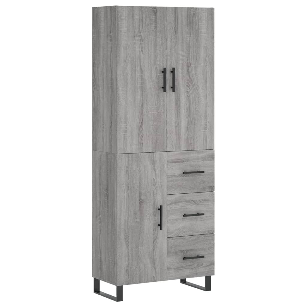 Credenza Grigio Sonoma 69,5x34x180 cm in Legno Multistrato