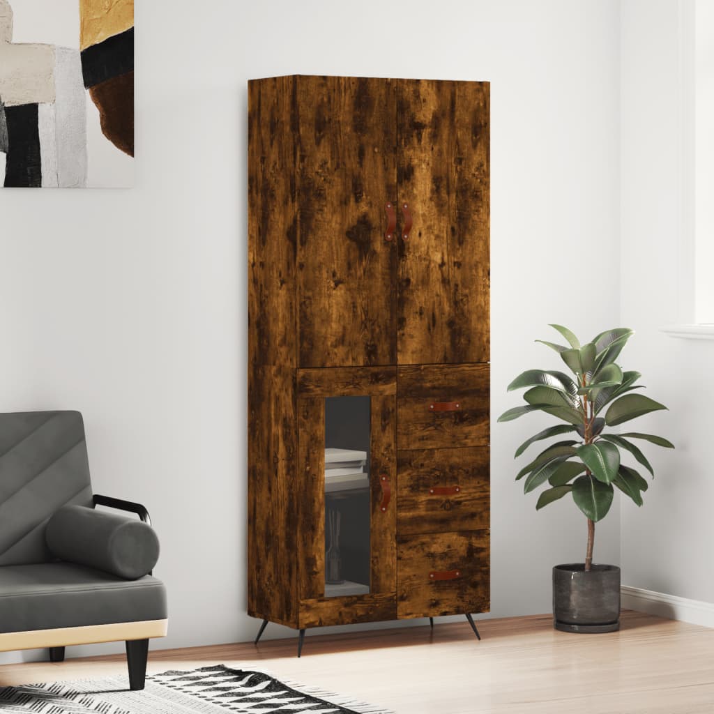 Credenza Rovere Fumo 69,5x34x180 cm in Legno Multistrato