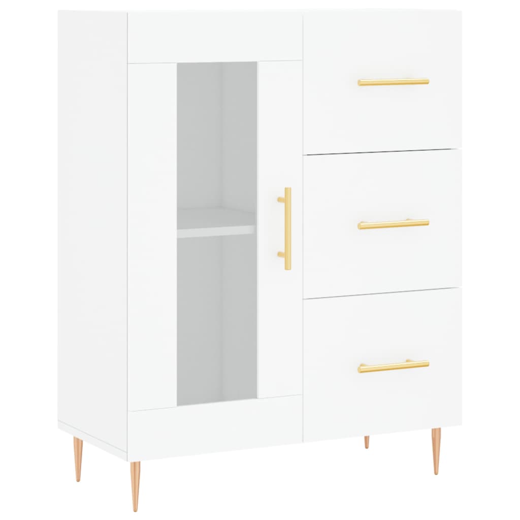 Credenza Bianca 69,5x34x180 cm in Legno Multistrato