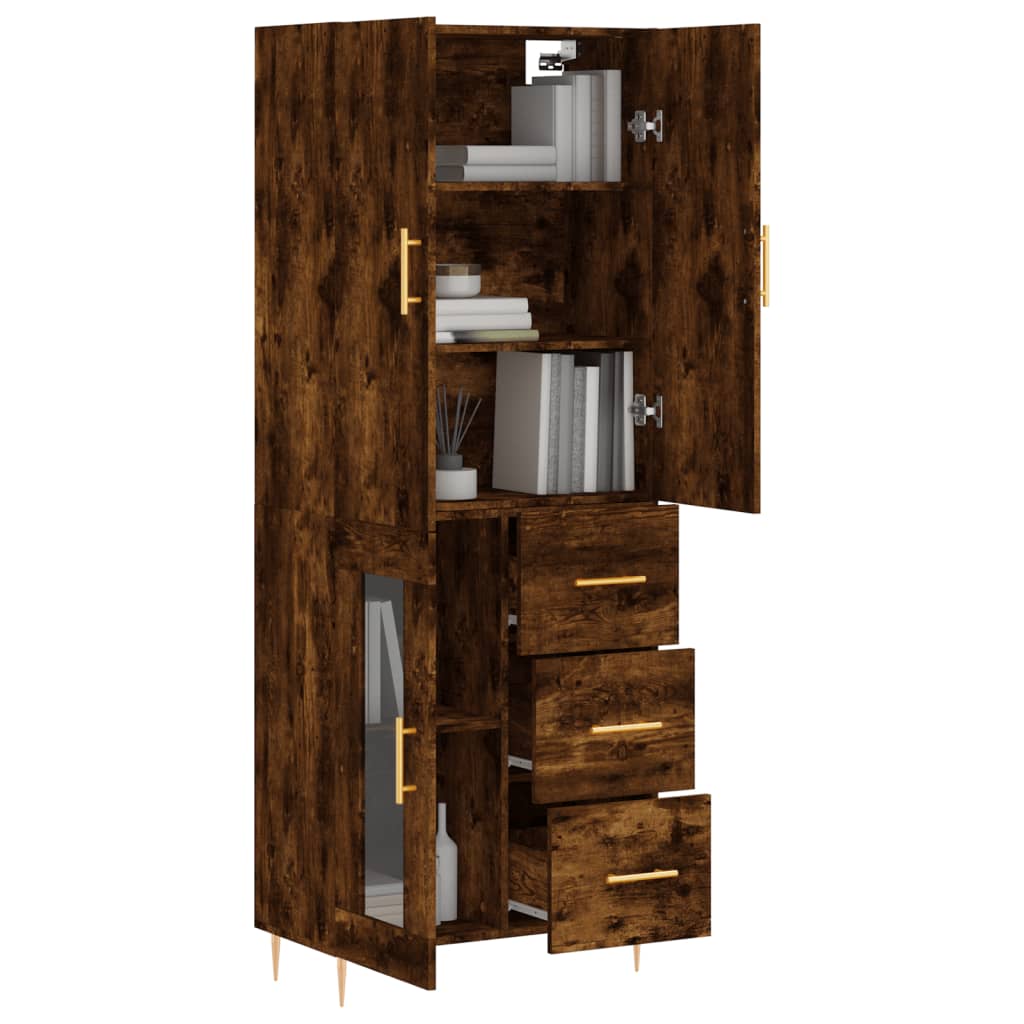 Credenza Rovere Fumo 69,5x34x180 cm in Legno Multistrato