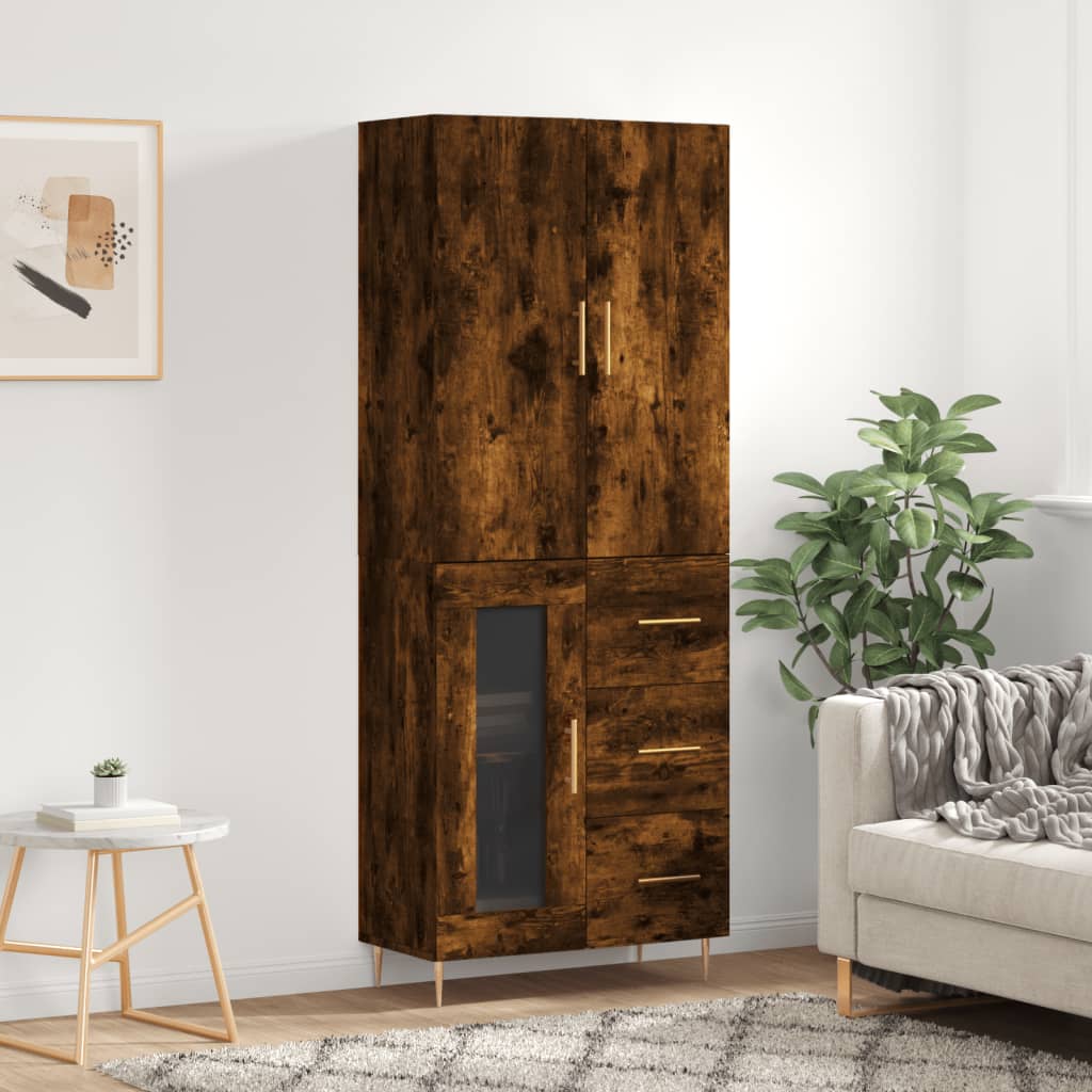Credenza Rovere Fumo 69,5x34x180 cm in Legno Multistrato