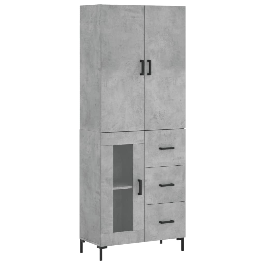 Credenza Grigio Cemento 69,5x34x180 cm in Legno Multistrato