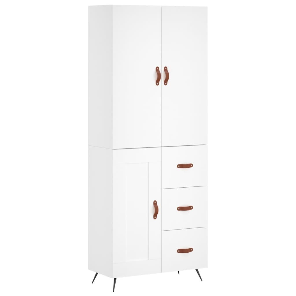 Credenza Bianca 69,5x34x180 cm in Legno Multistrato