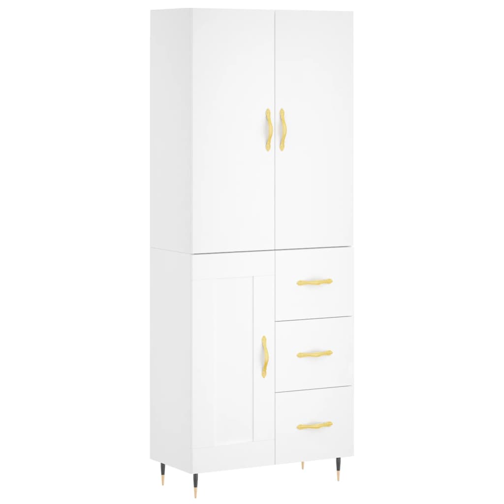 Credenza Bianca 69,5x34x180 cm in Legno Multistrato