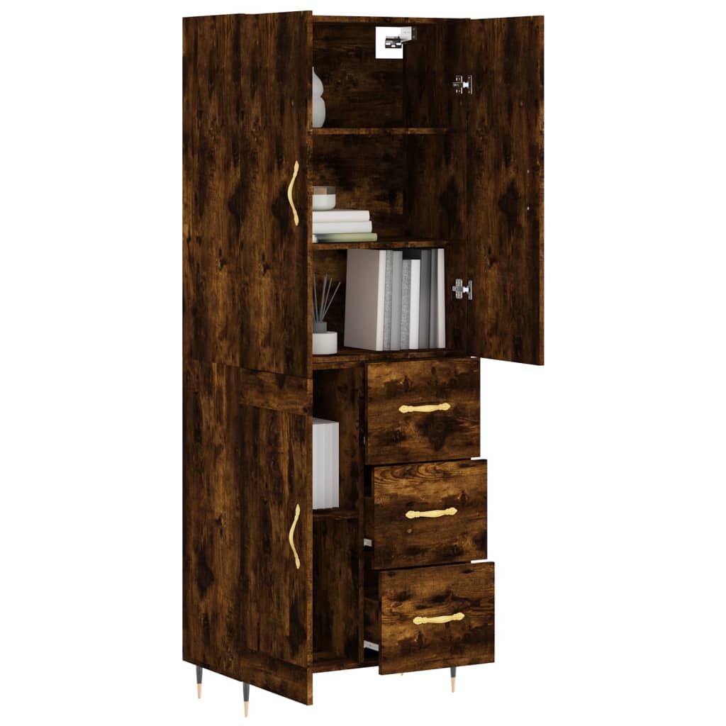 Credenza Rovere Fumo 69,5x34x180 cm in Legno Multistrato