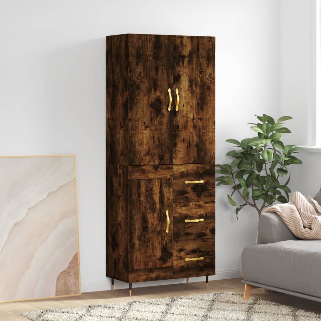 Credenza Rovere Fumo 69,5x34x180 cm in Legno Multistrato