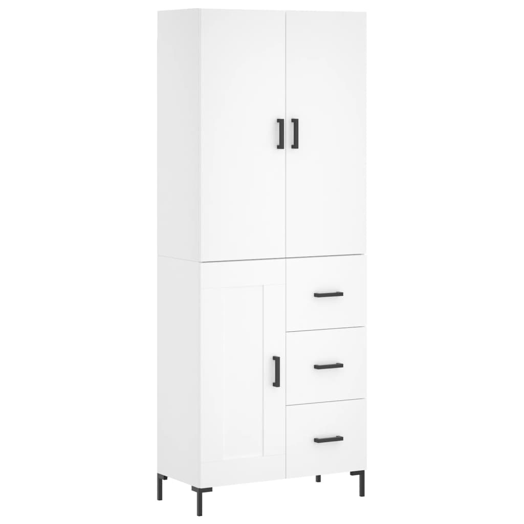 Credenza Bianca 69,5x34x180 cm in Legno Multistrato