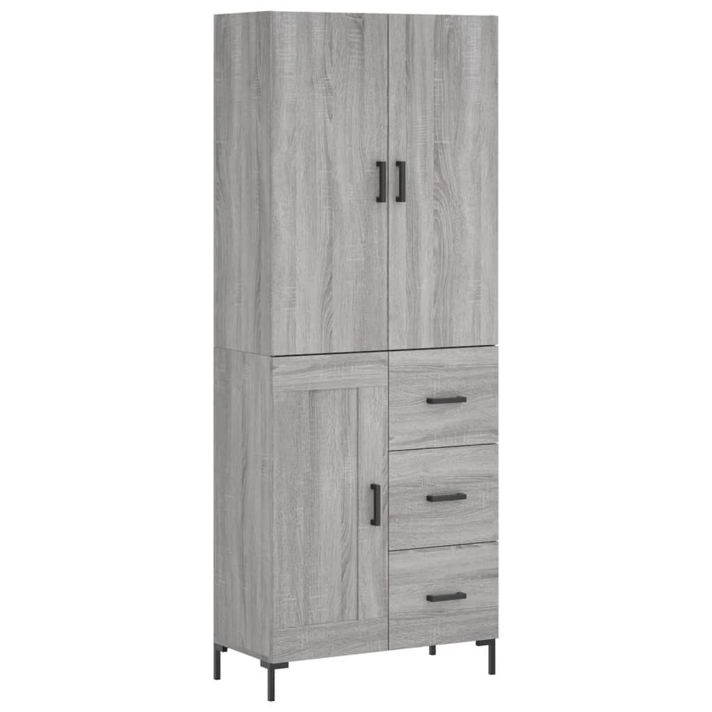 Credenza Grigio Sonoma 69,5x34x180 cm in Legno Multistrato