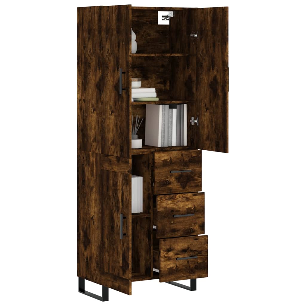 Credenza Rovere Fumo 69,5x34x180 cm in Legno Multistrato