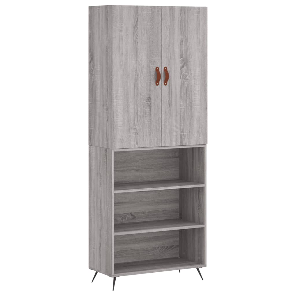 Credenza Grigio Sonoma 69,5x34x180 cm in Legno Multistrato