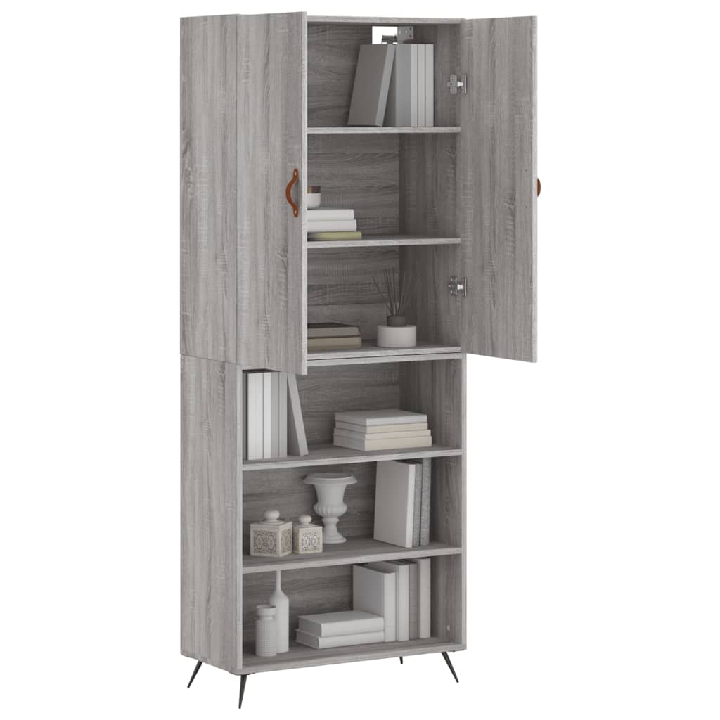 Credenza Grigio Sonoma 69,5x34x180 cm in Legno Multistrato