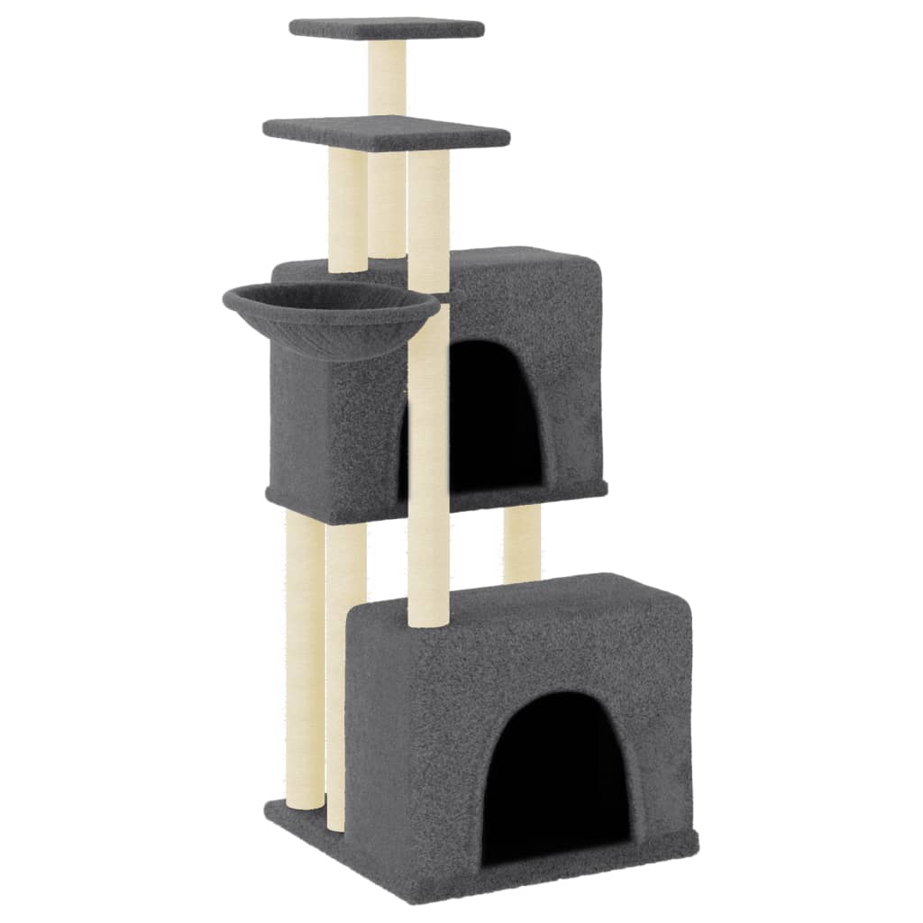 Albero per Gatti con Tiragraffi in Sisal Grigio Scuro 122 cm - homemem39