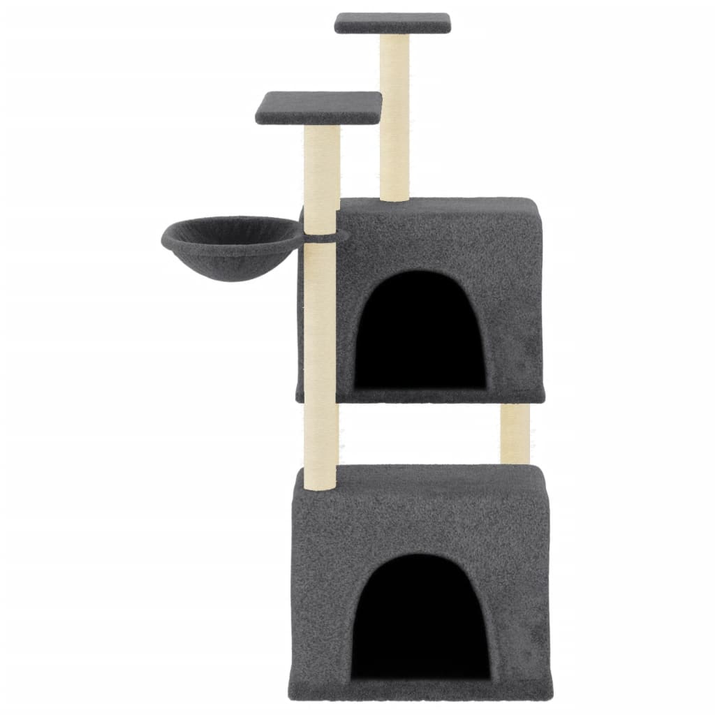 Albero per Gatti con Tiragraffi in Sisal Grigio Scuro 122 cm - homemem39